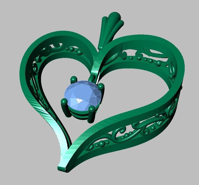 Heart Pendant  3D 0111 printable model 3D print model_17