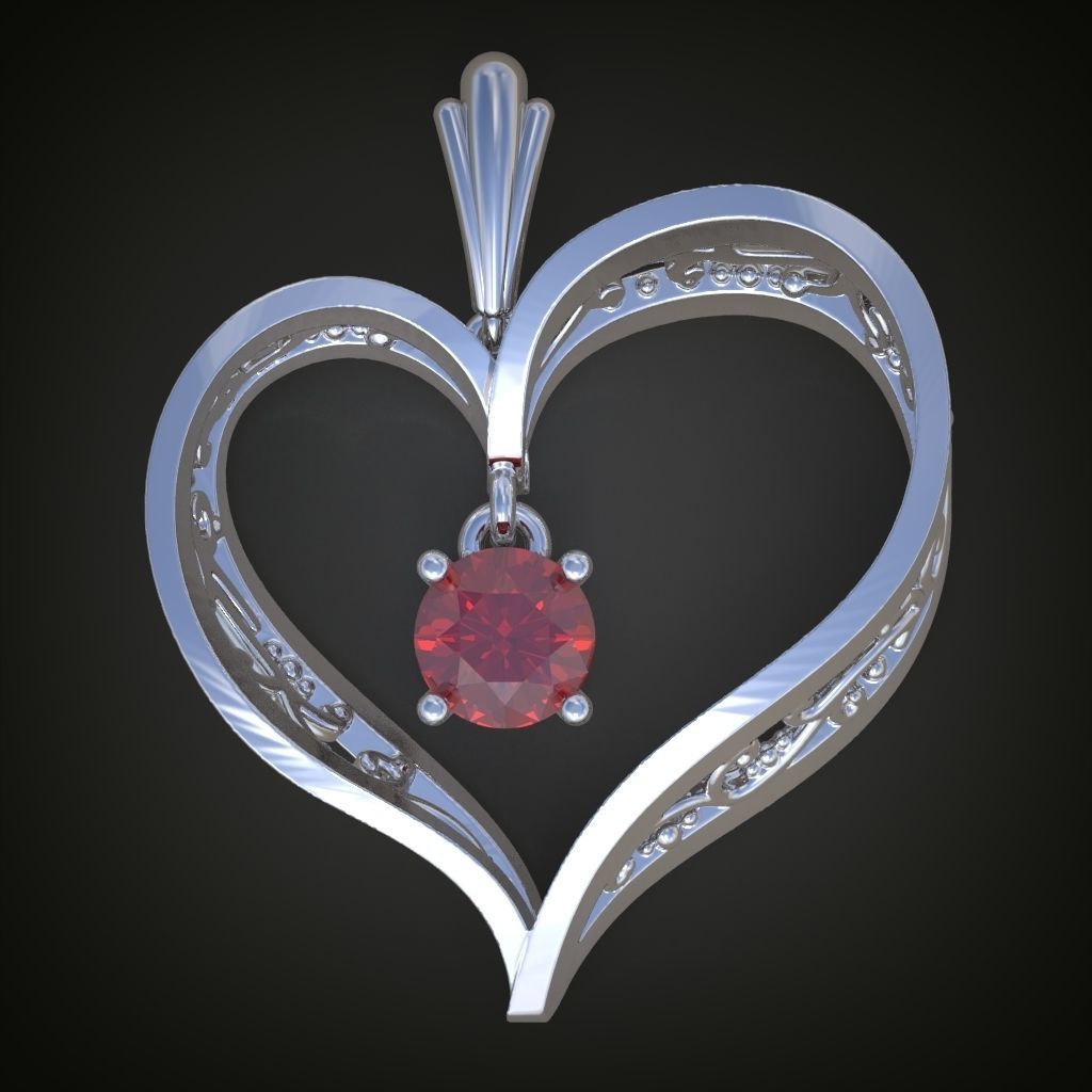 Heart Pendant  3D 0111 printable model 3D print model_5