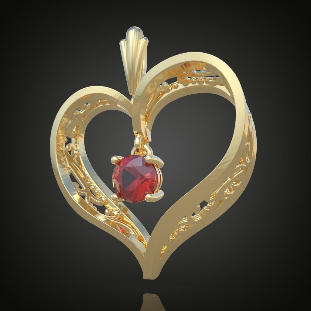 Heart Pendant  3D 0111 printable model 3D print model_7
