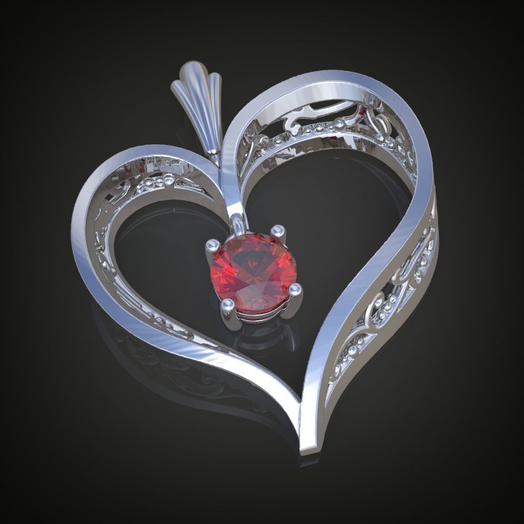 Heart Pendant  3D 0111 printable model 3D print model_3