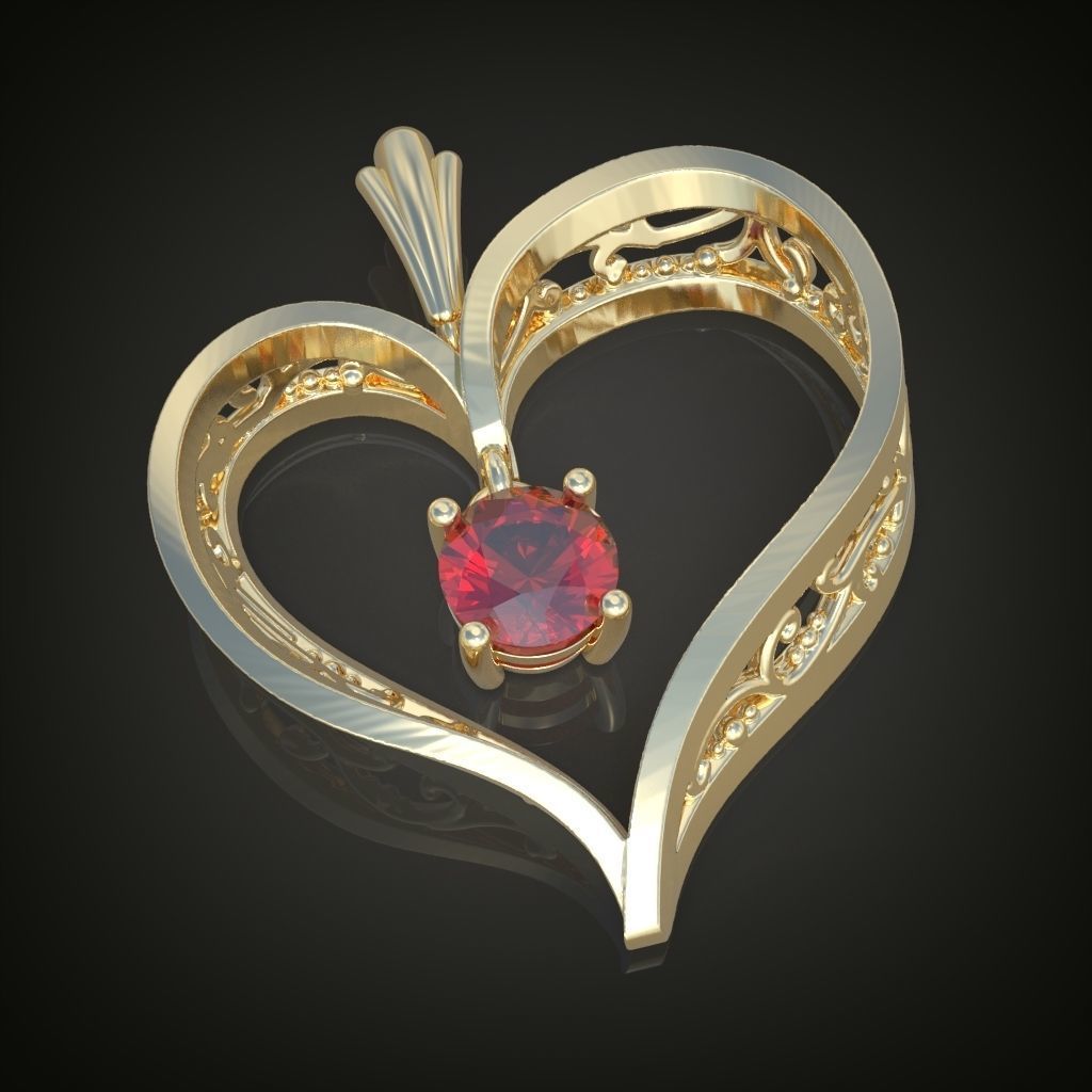 Heart Pendant  3D 0111 printable model 3D print model_2