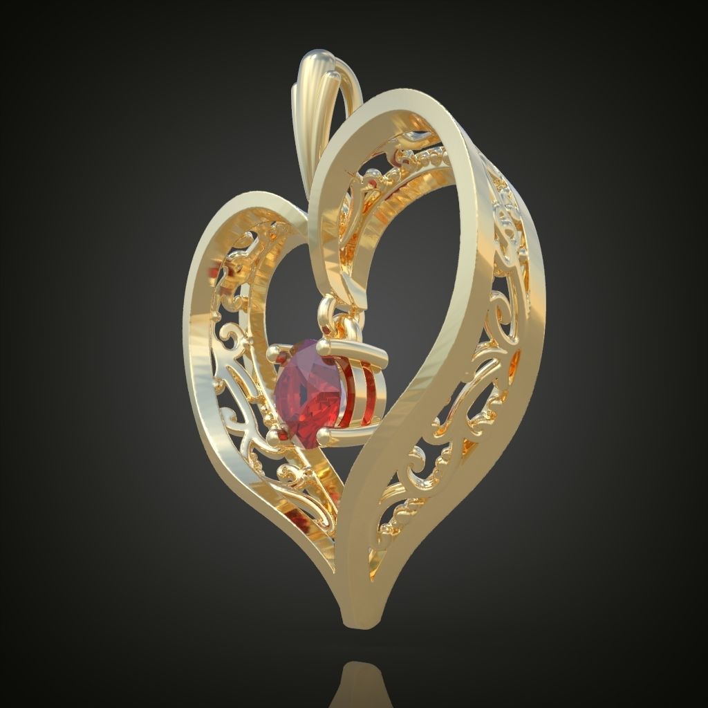 Heart Pendant  3D 0111 printable model 3D print model_11