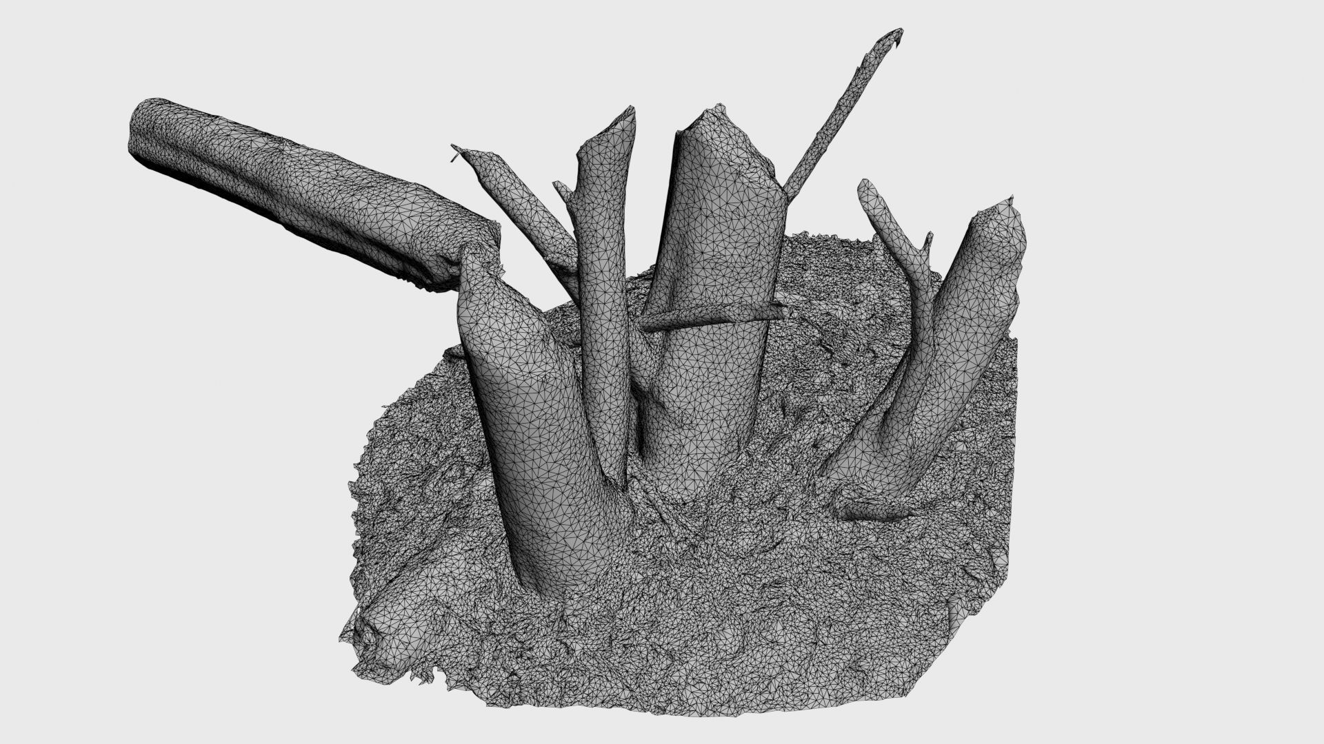 Beaver bitten willow tree stumps pack 3D model_60