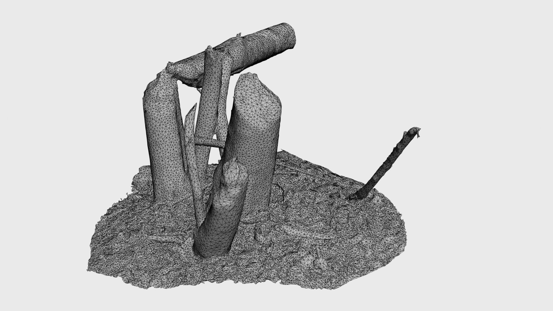 Beaver bitten willow tree stumps pack 3D model_61