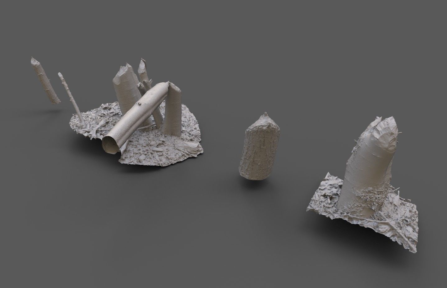 Beaver bitten willow tree stumps pack 3D model_38