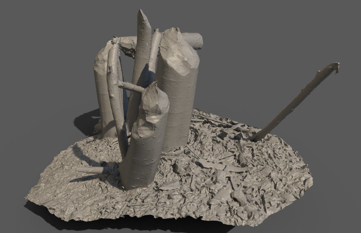 Beaver bitten willow tree stumps pack 3D model_44