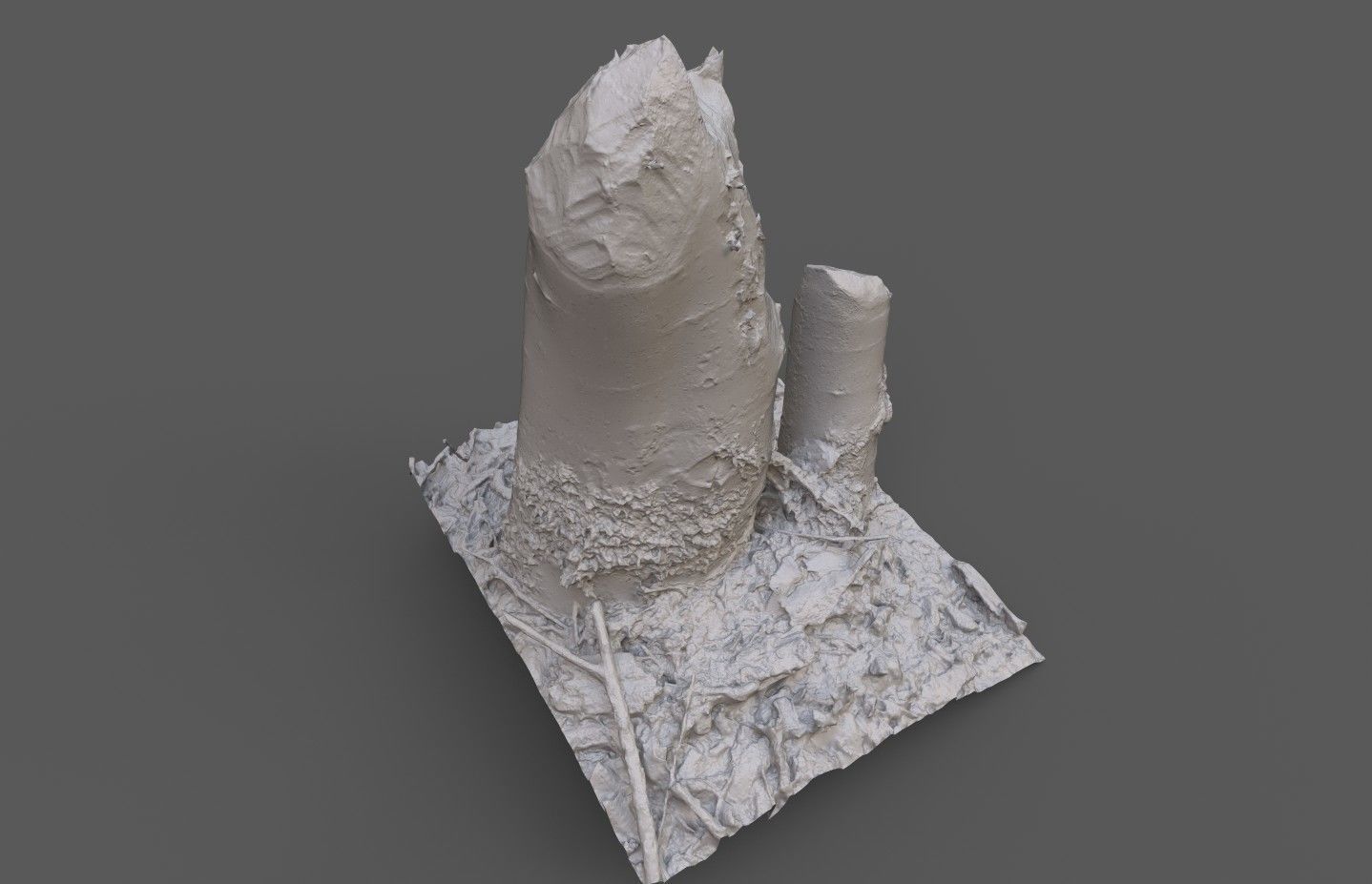 Beaver bitten willow tree stumps pack 3D model_40