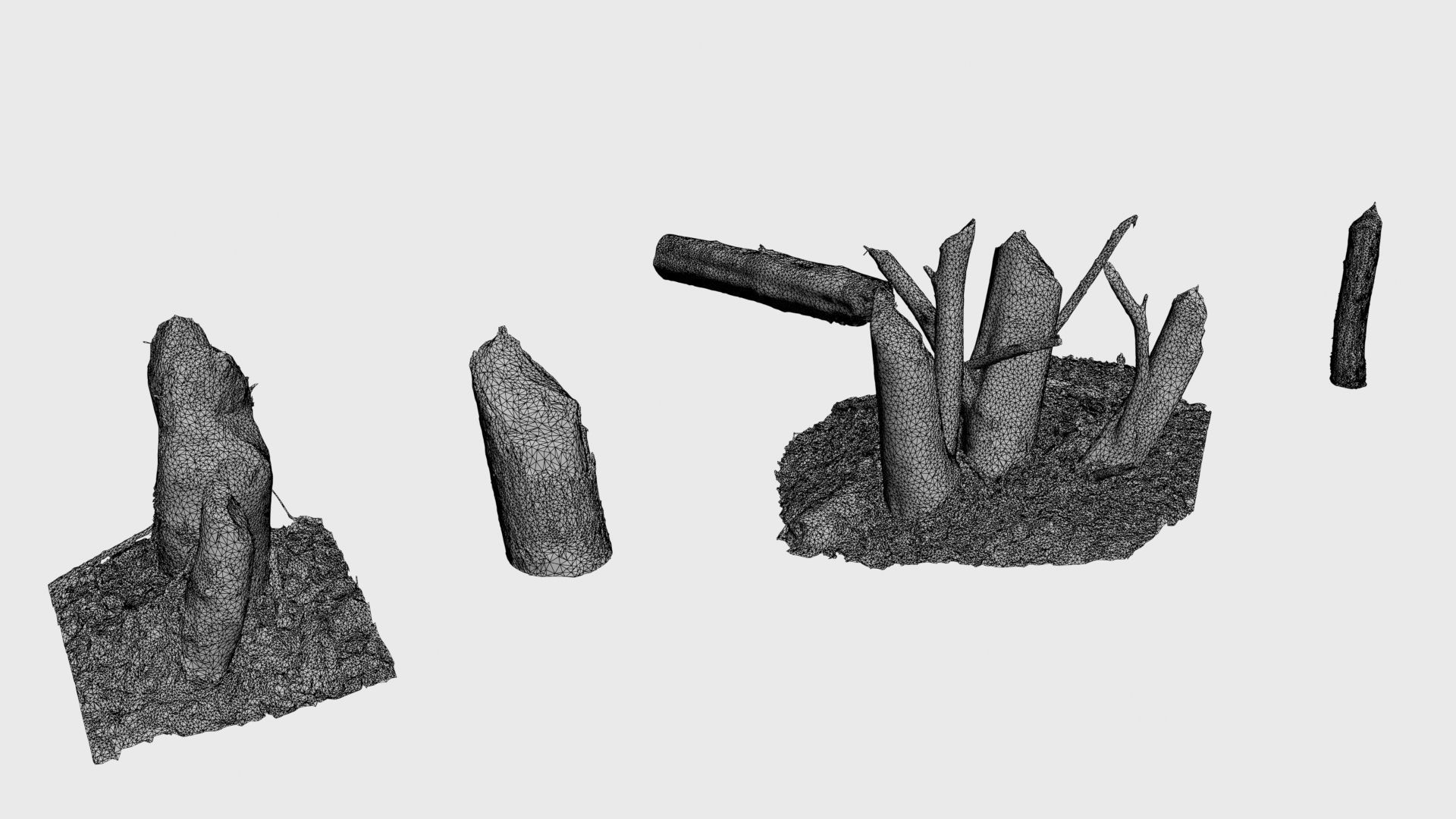 Beaver bitten willow tree stumps pack 3D model_49