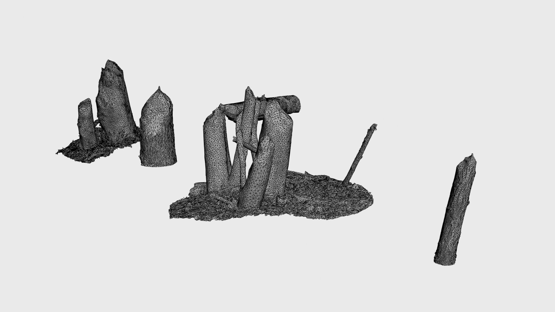 Beaver bitten willow tree stumps pack 3D model_50