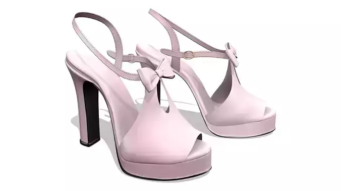 Cute Front Bow Thick Heels Shoes