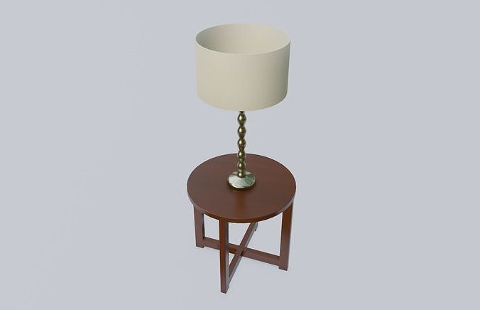 Lampshade and Little Table - Living Room - Abajur Low-poly 3D model 2