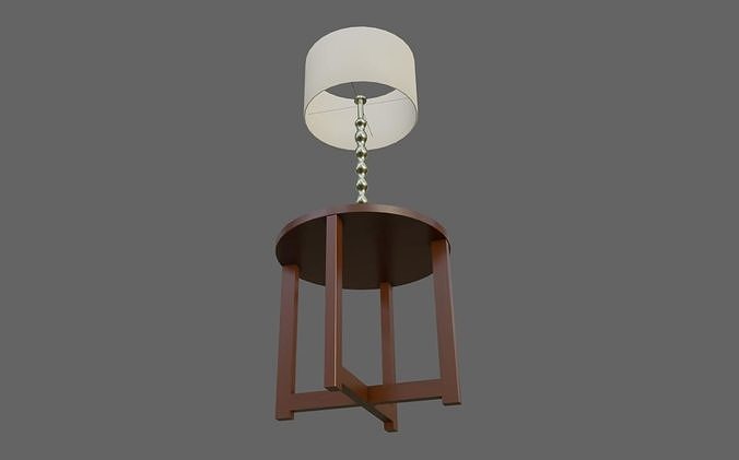 Lampshade and Little Table - Living Room - Abajur Low-poly 3D model 5