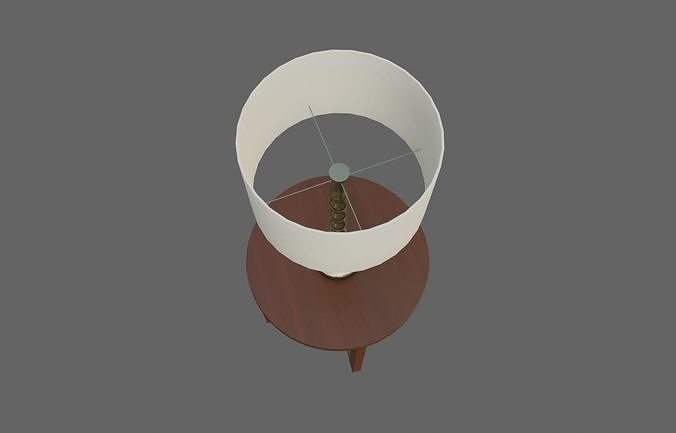Lampshade and Little Table - Living Room - Abajur Low-poly 3D model 6