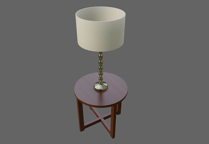 Lampshade and Little Table - Living Room - Abajur Low-poly 3D model 3