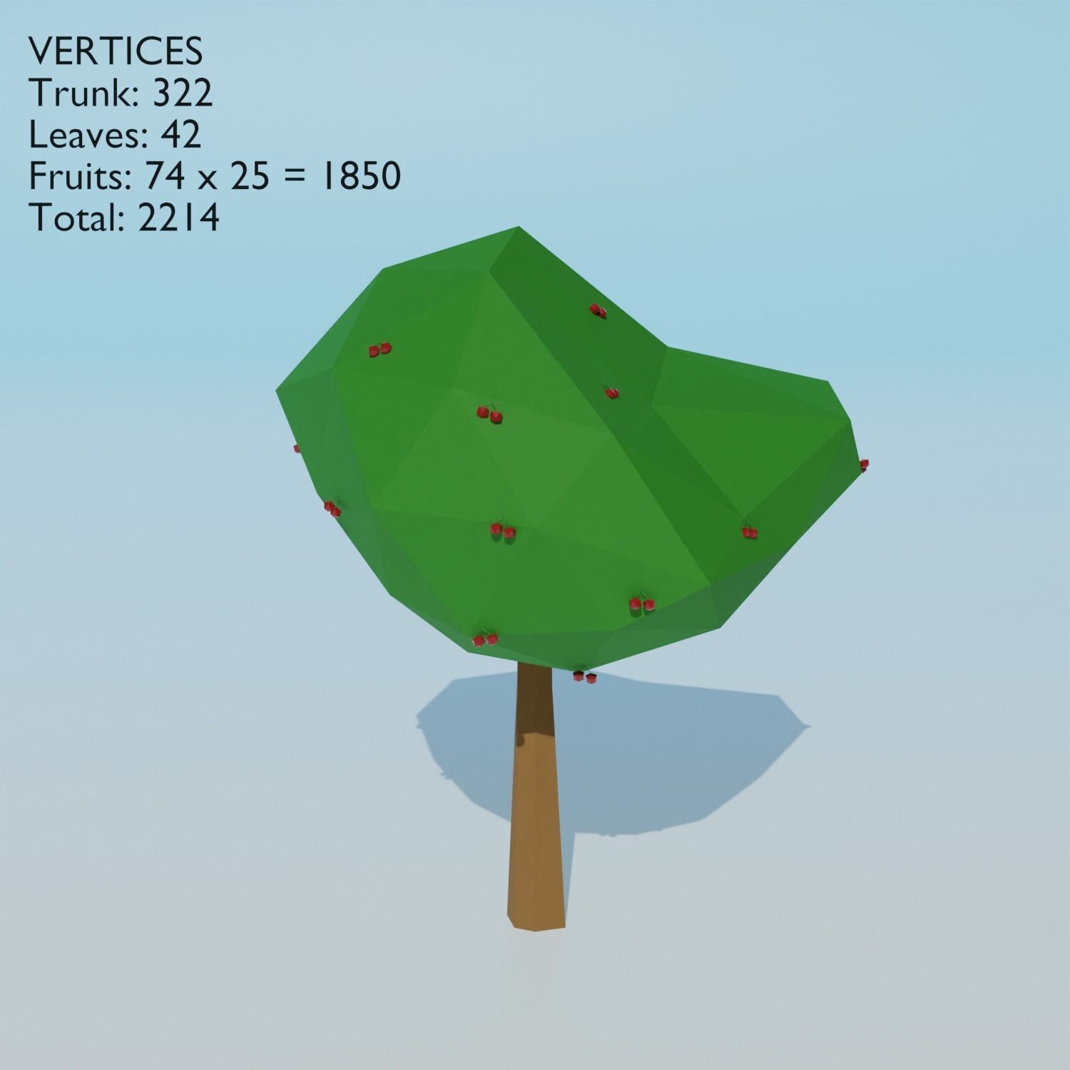 Fruit trees set Low-poly 3D model_6