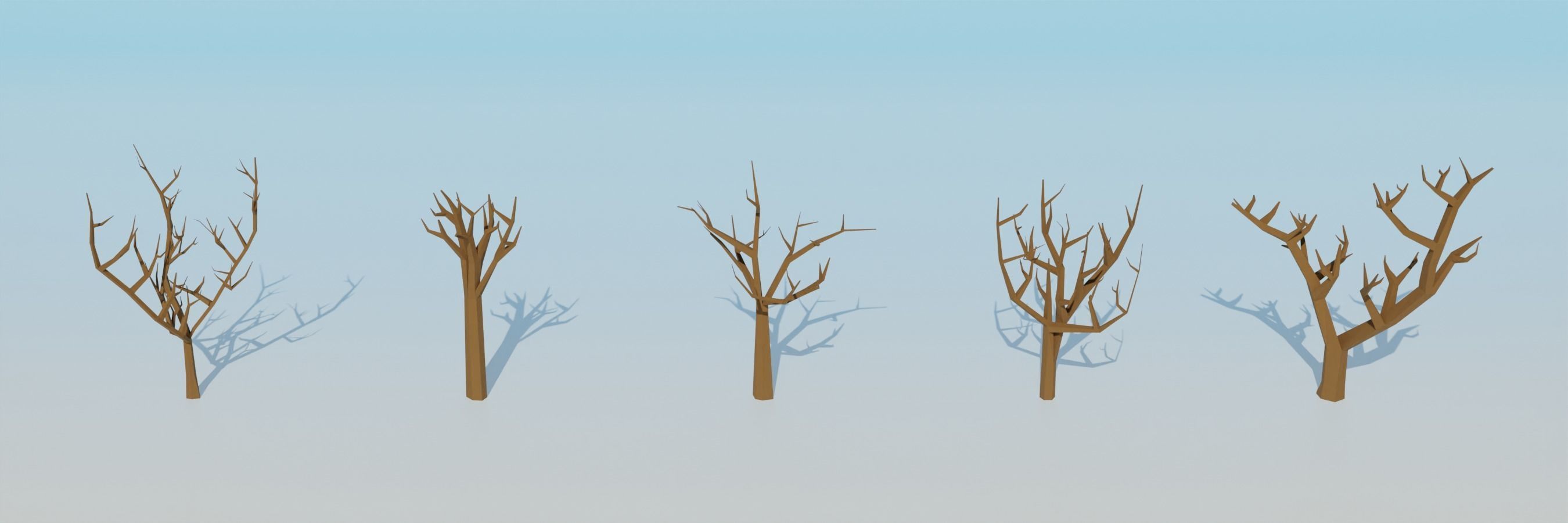 Fruit trees set Low-poly 3D model_2