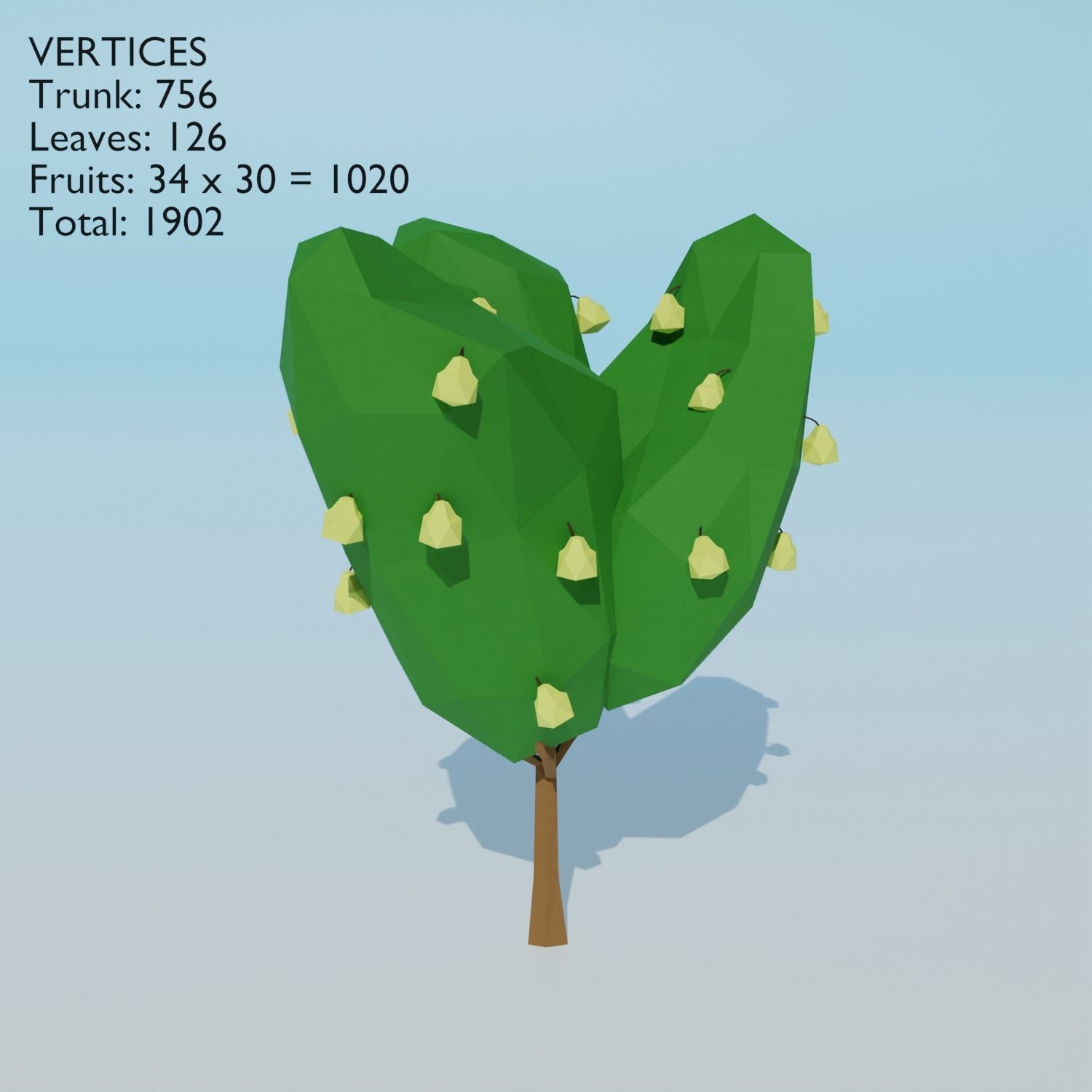Fruit trees set Low-poly 3D model_8