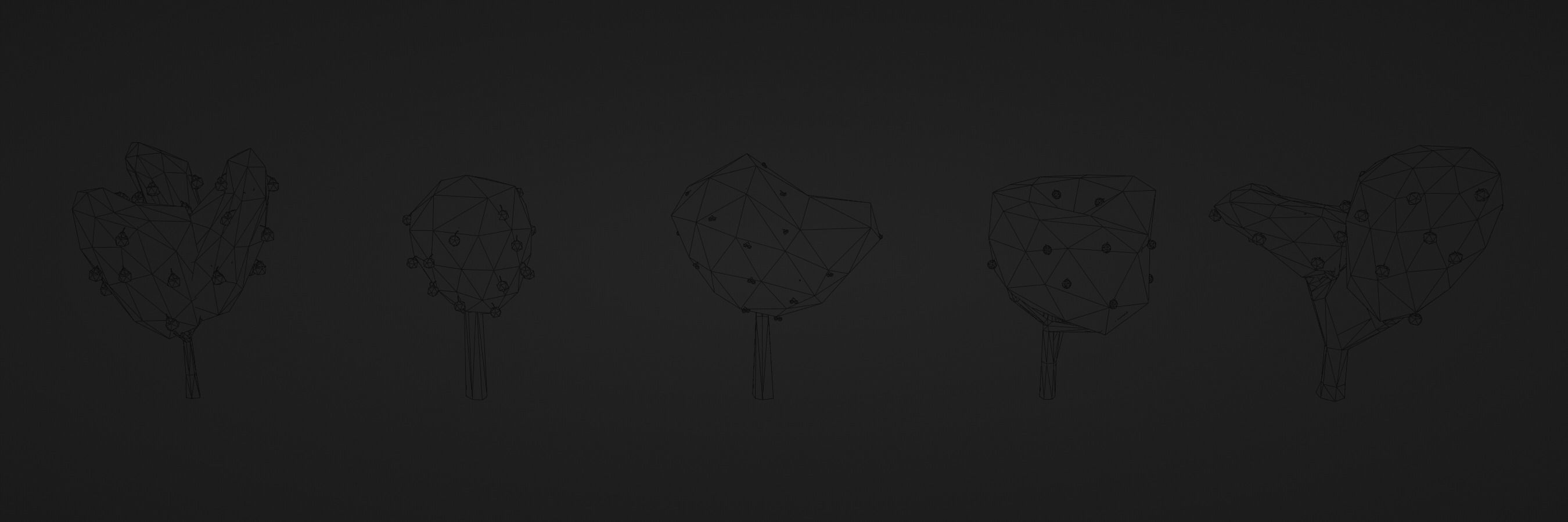 Fruit trees set Low-poly 3D model_3