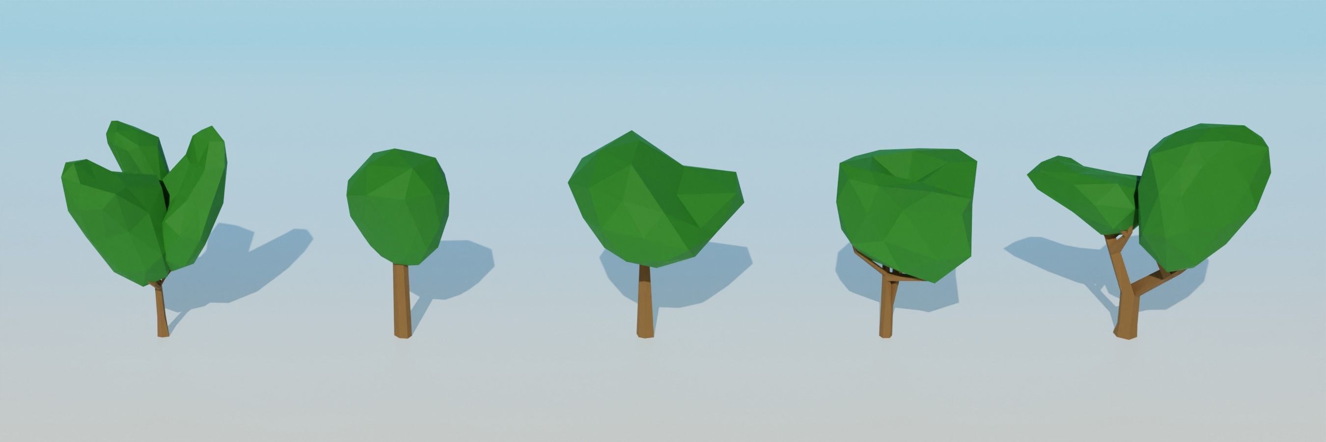 Fruit trees set Low-poly 3D model_1