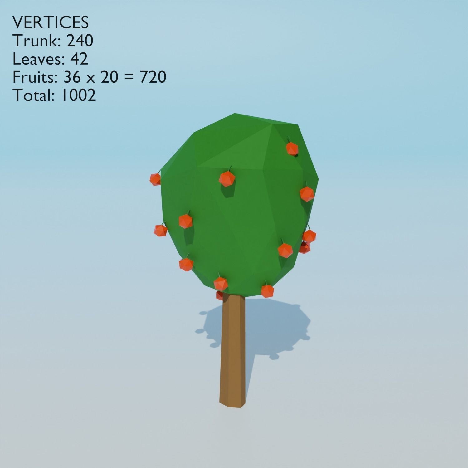 Fruit trees set Low-poly 3D model_7