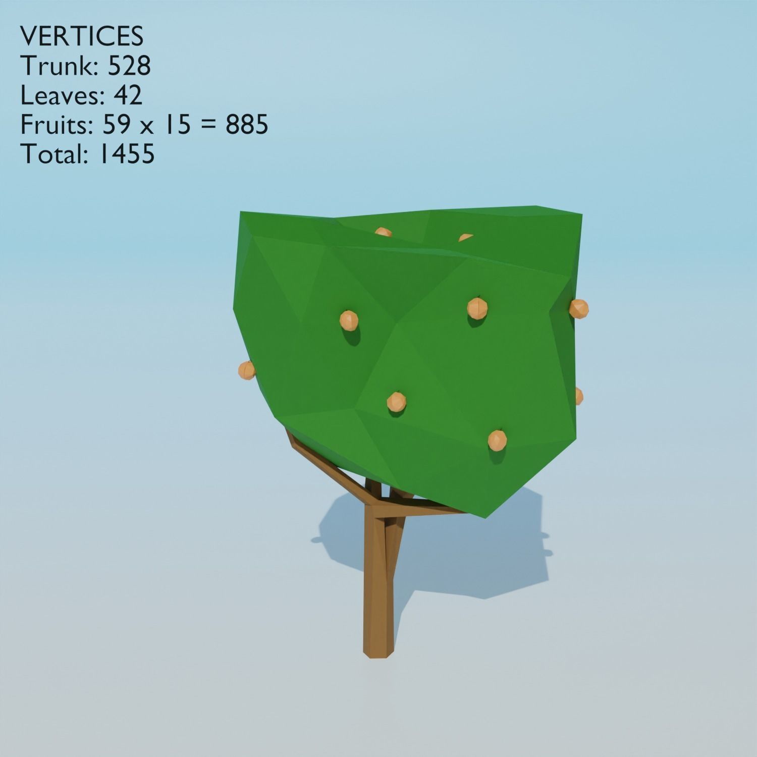 Fruit trees set Low-poly 3D model_5