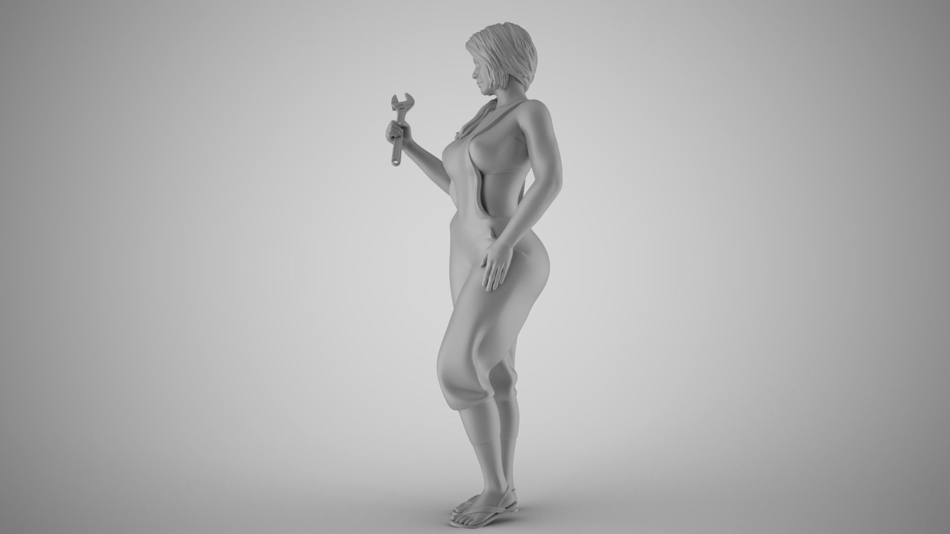 Female Mechanic 3D print model_3