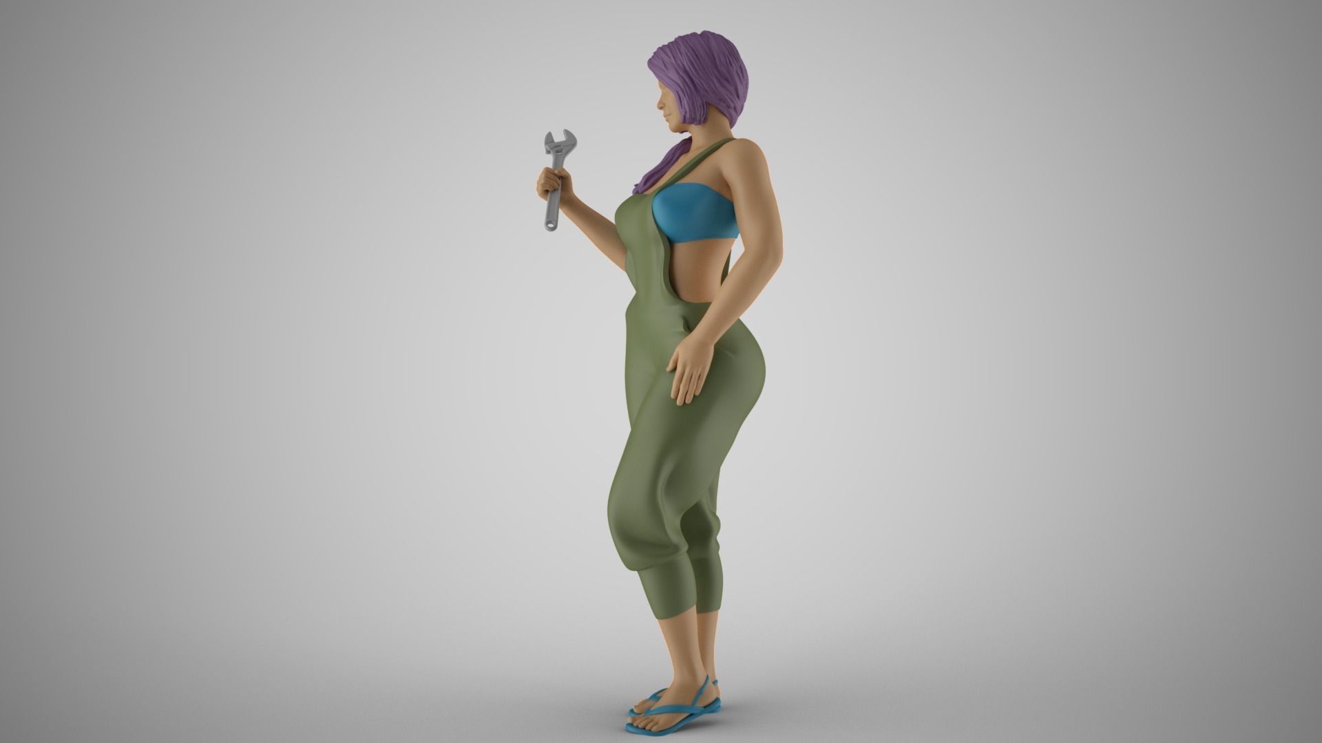 Female Mechanic 3D print model_4