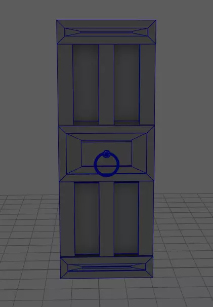 Medieval Old door Low-poly 3D model_0