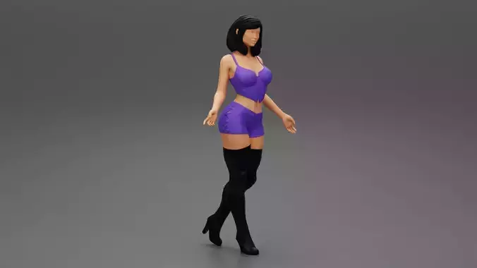 Hot Fashion Stylish Woman Posing in High Boots 3D print model
