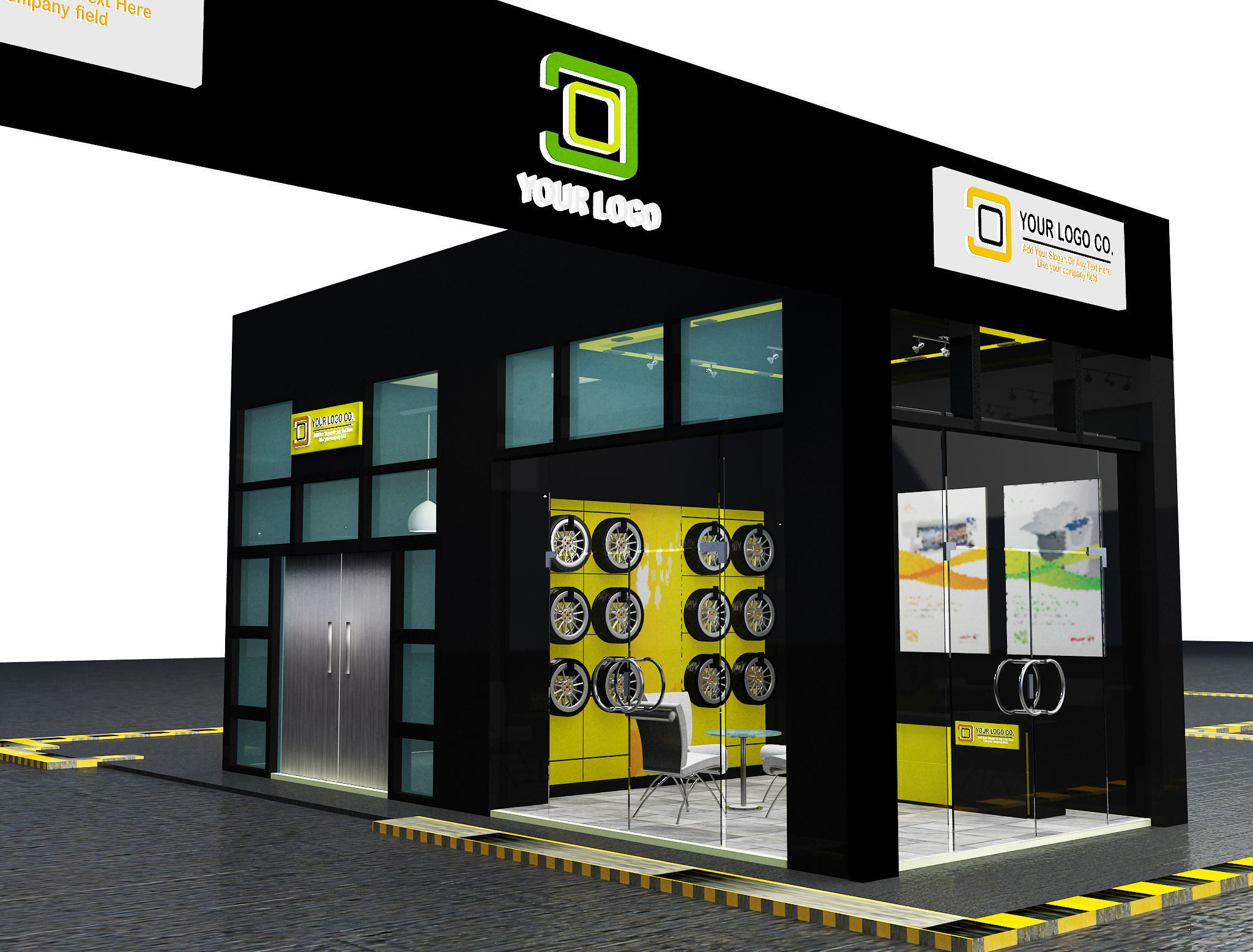 Car service entrance logo sign a611 3D model_4