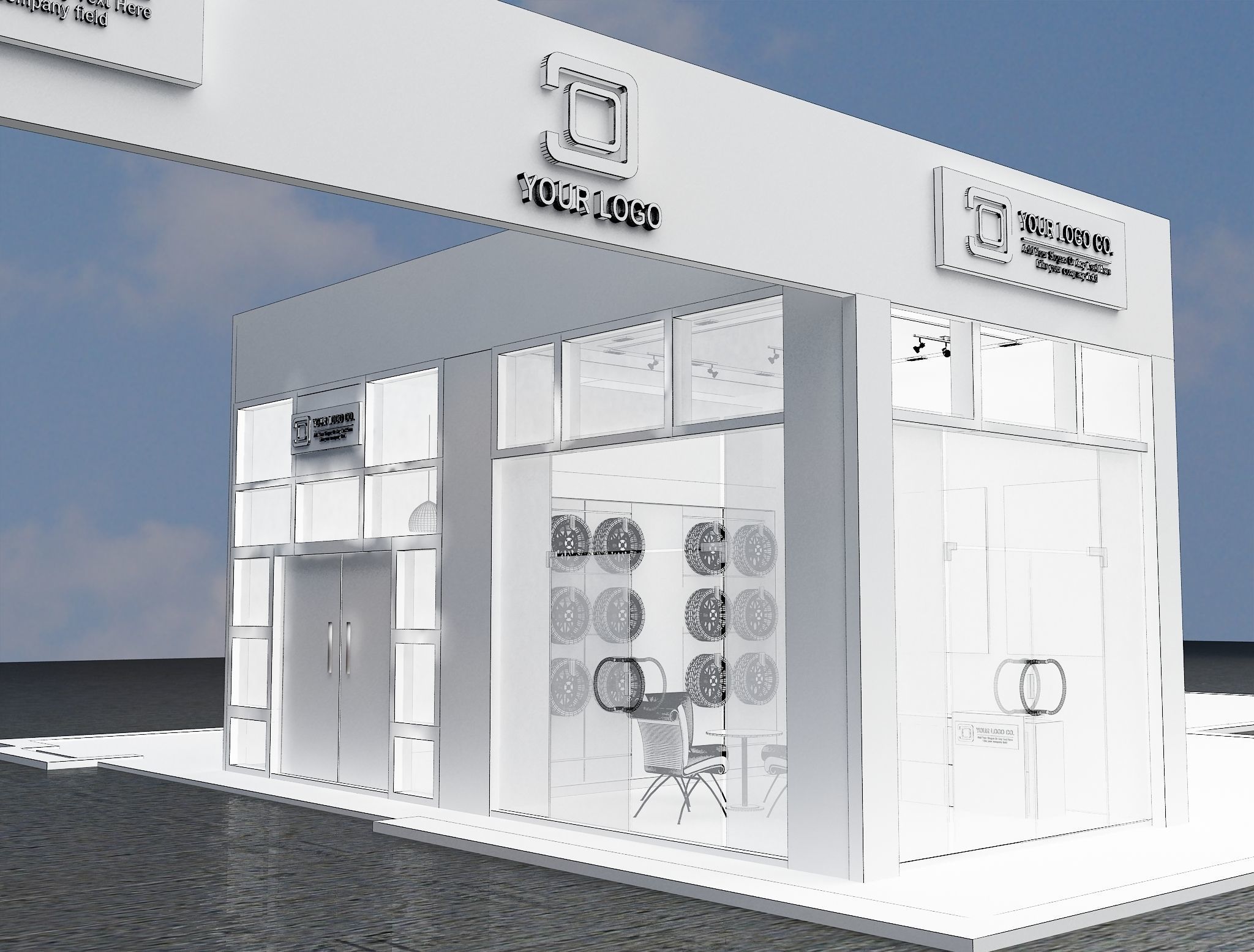 Car service entrance logo sign a611 3D model_5