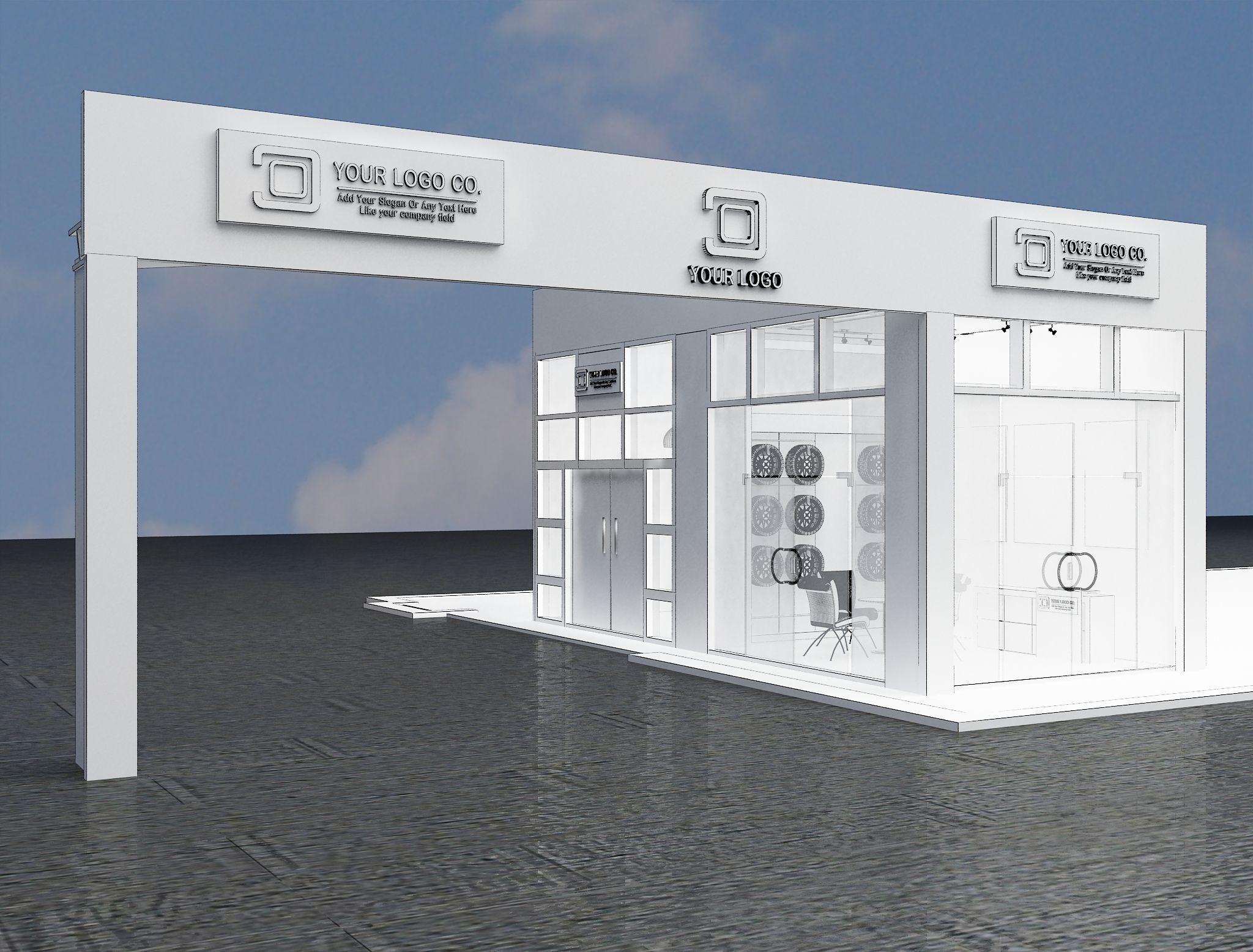 Car service entrance logo sign a611 3D model_1