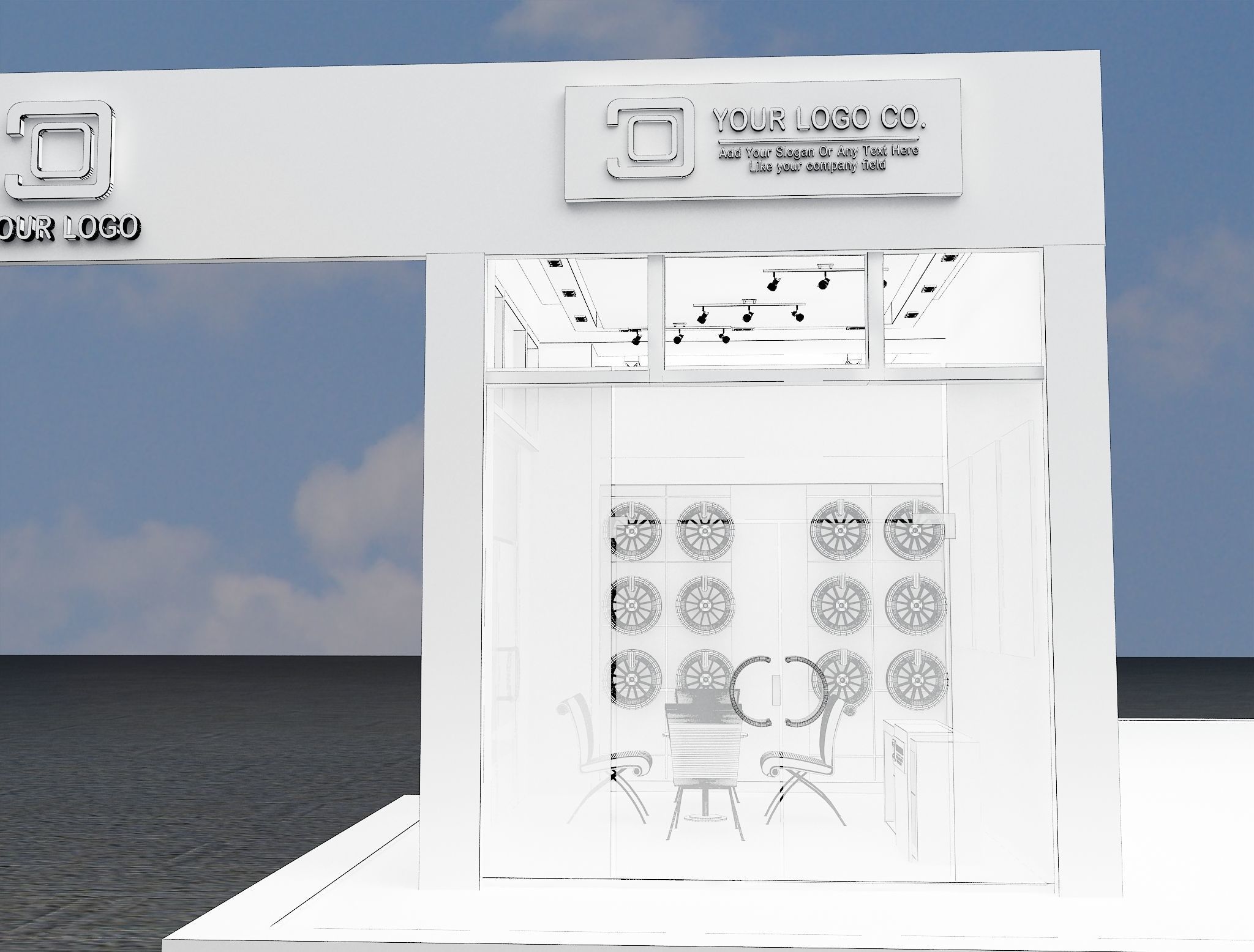 Car service entrance logo sign a611 3D model_3