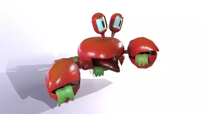 Low poly friendly cute cartoon crab character