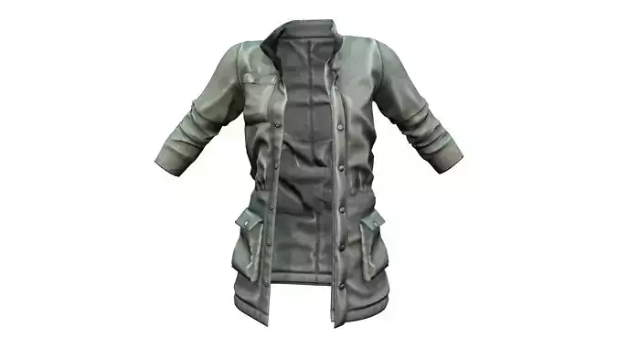 Khaki Combat Coat With Pockets