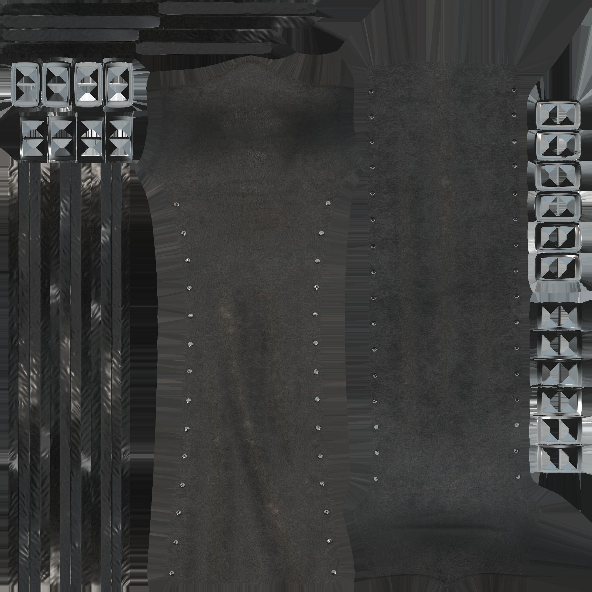 Belts Straps Decorated Double Front Slit Loincloth Long Skirt Low-poly 3D model_10