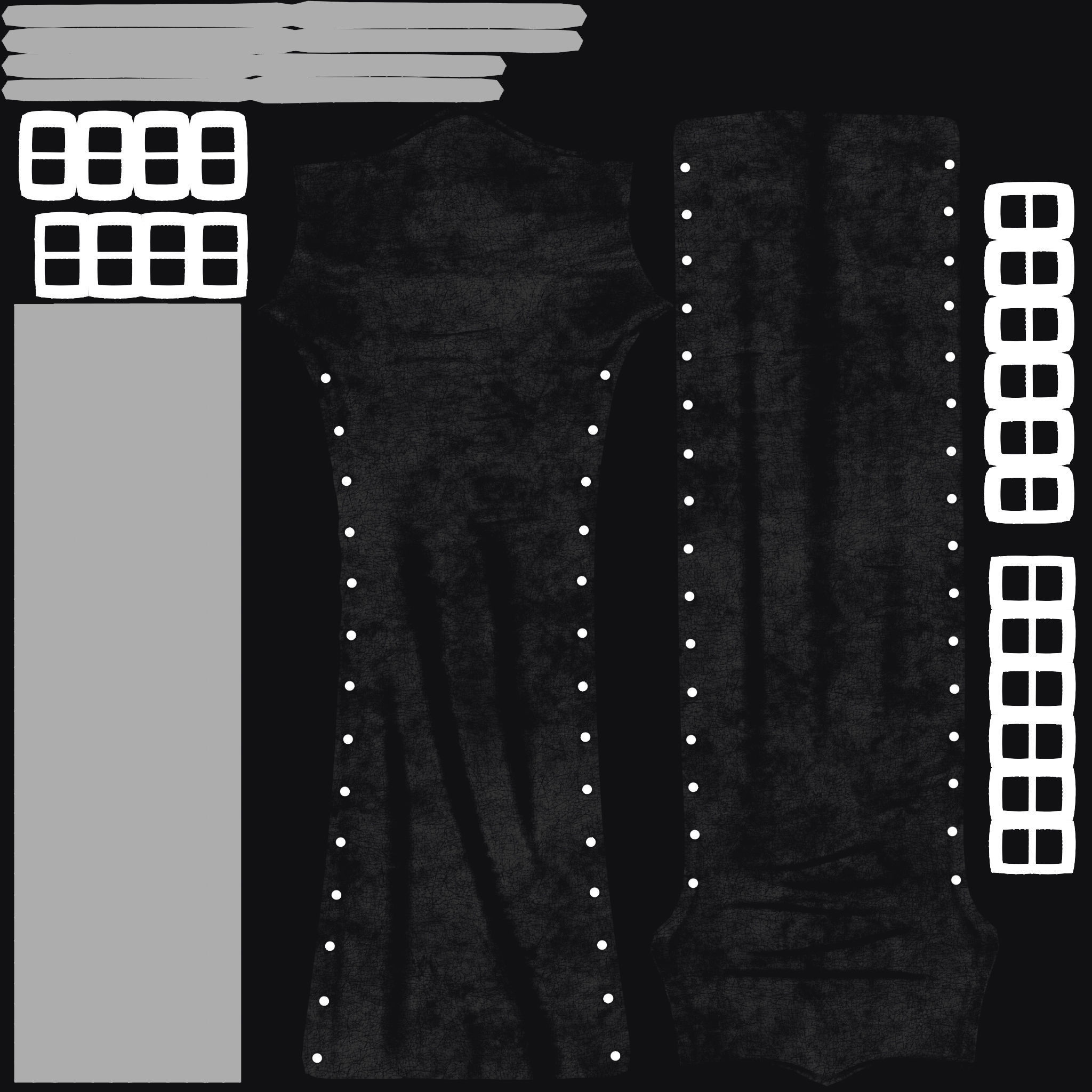 Belts Straps Decorated Double Front Slit Loincloth Long Skirt Low-poly 3D model_12