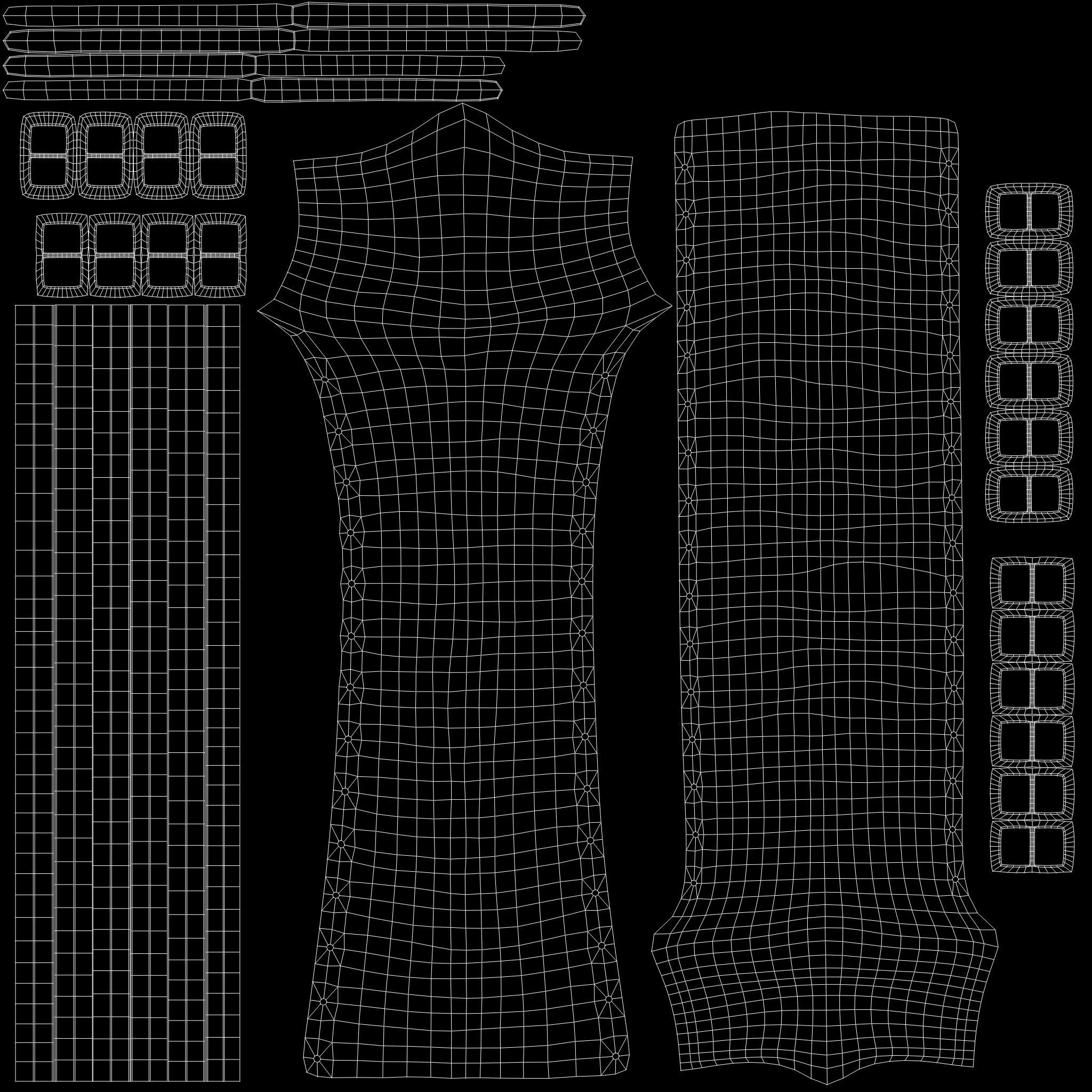 Belts Straps Decorated Double Front Slit Loincloth Long Skirt Low-poly 3D model_14