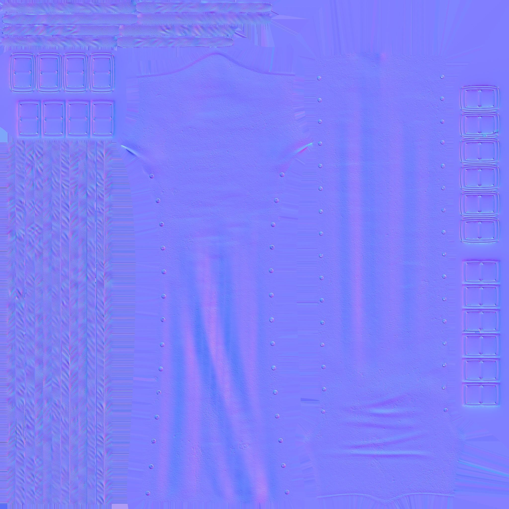 Belts Straps Decorated Double Front Slit Loincloth Long Skirt Low-poly 3D model_11