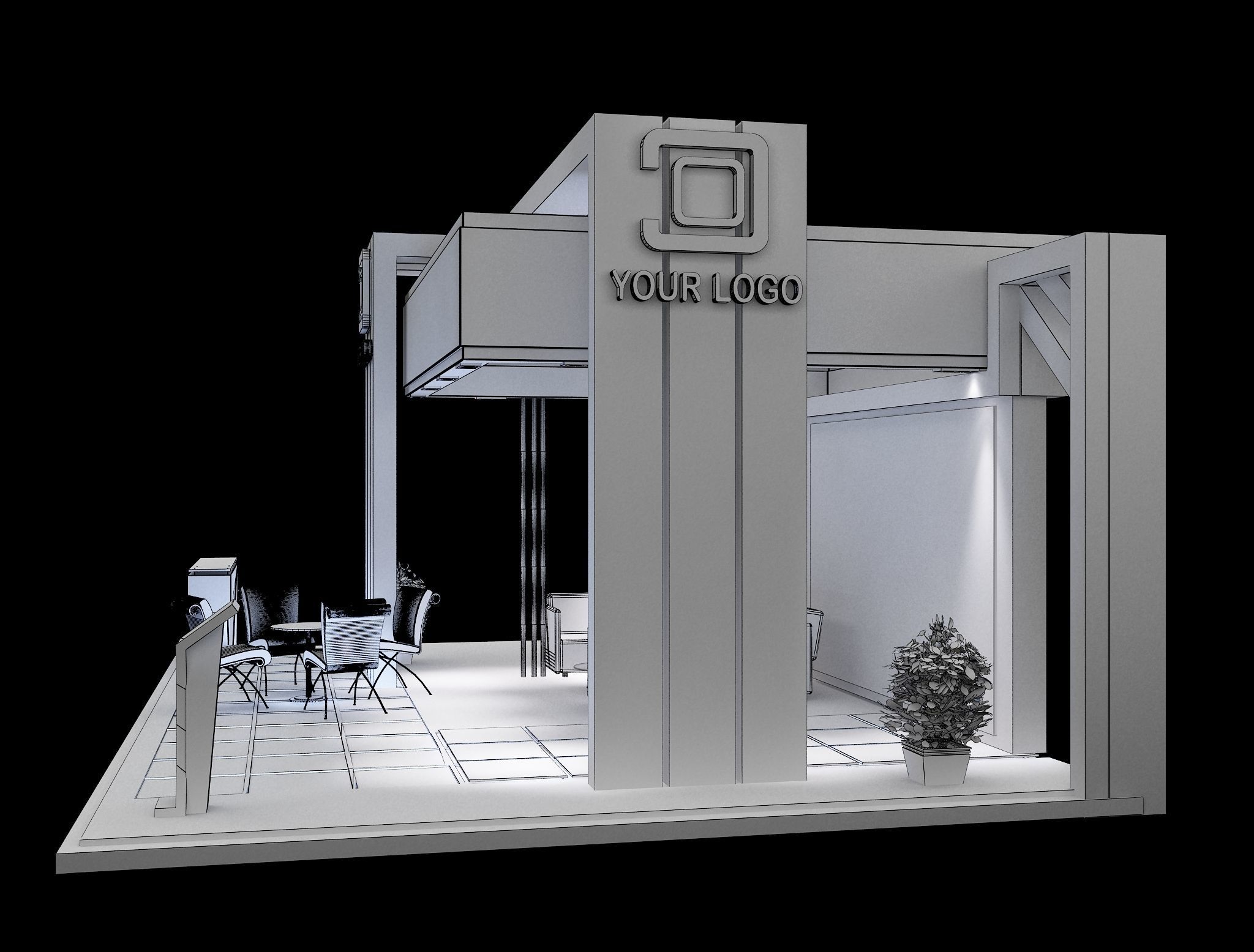 Booth Exhibition Stand a99 3D model_7