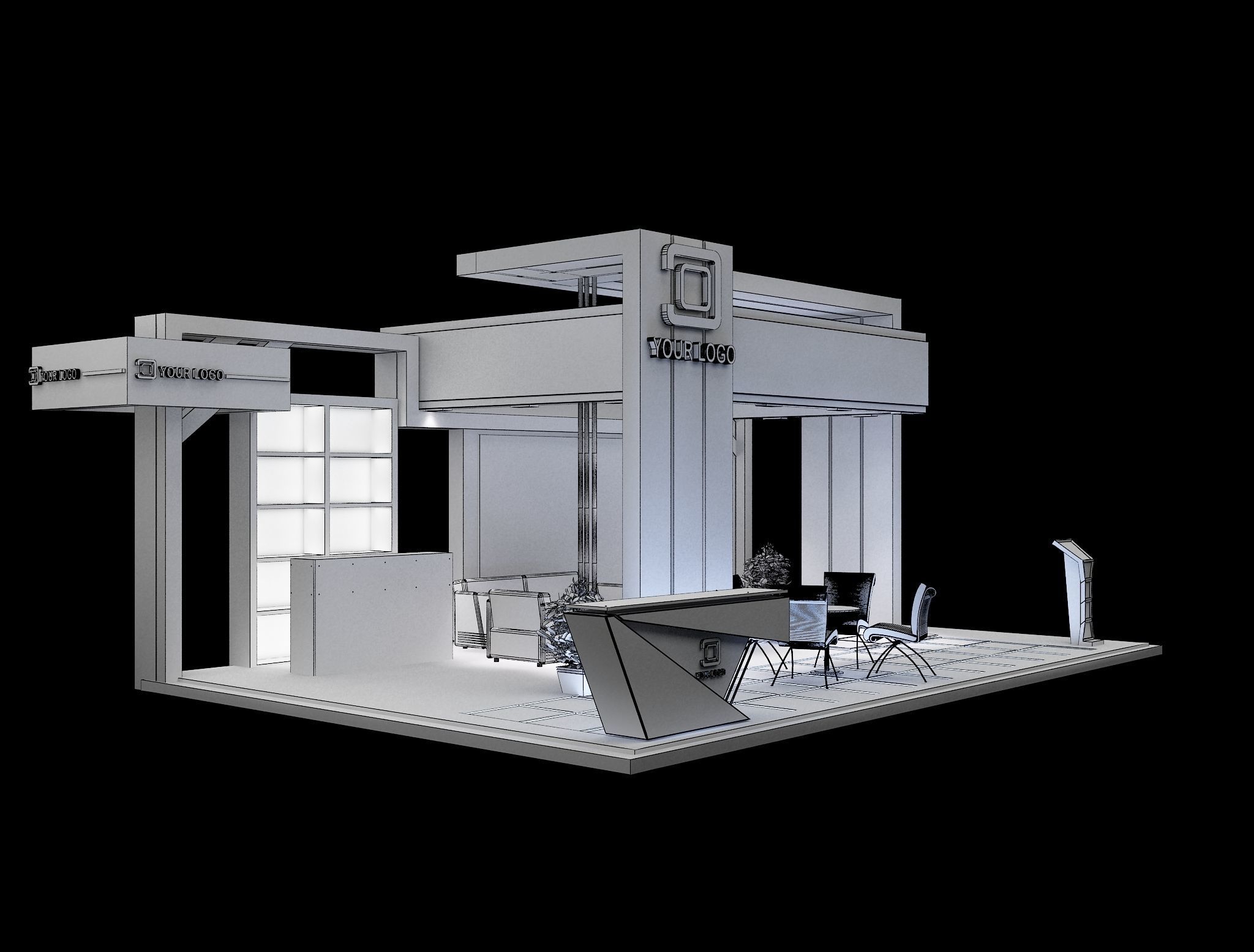 Booth Exhibition Stand a99 3D model_1