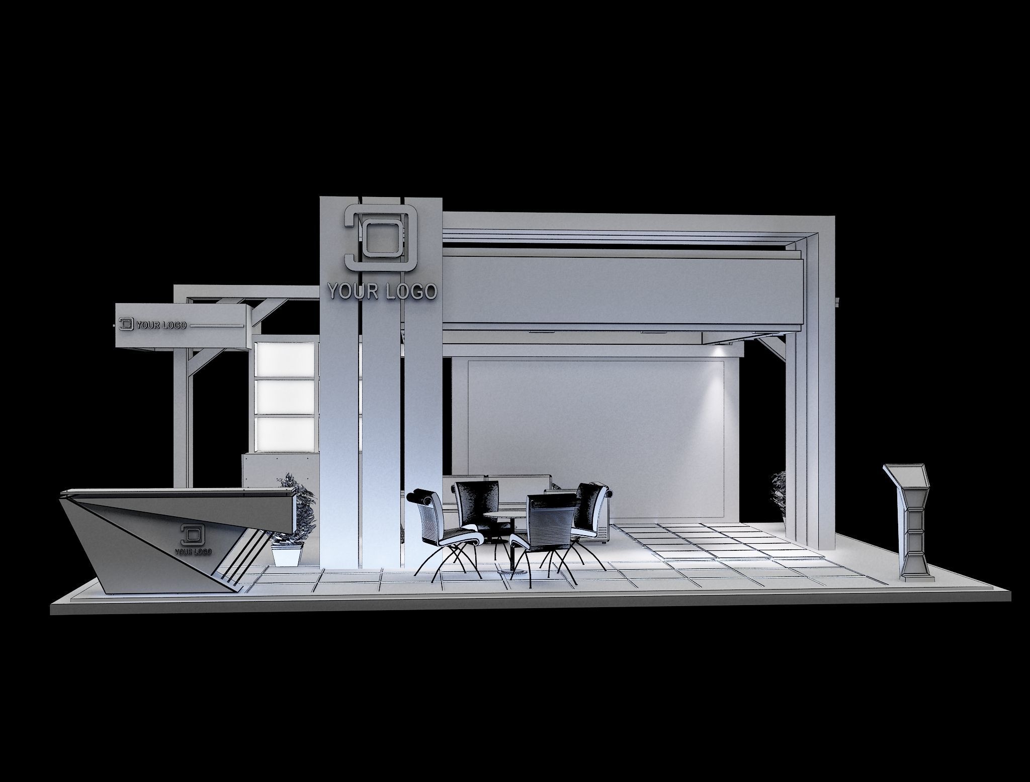 Booth Exhibition Stand a99 3D model_3