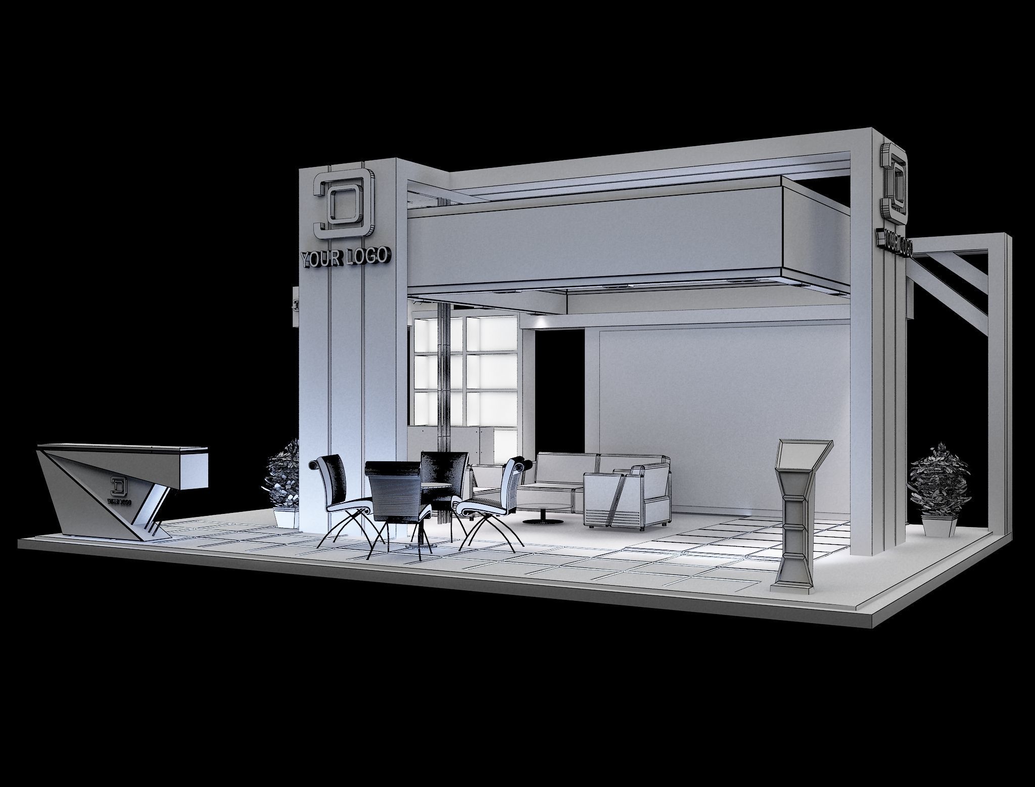Booth Exhibition Stand a99 3D model_5