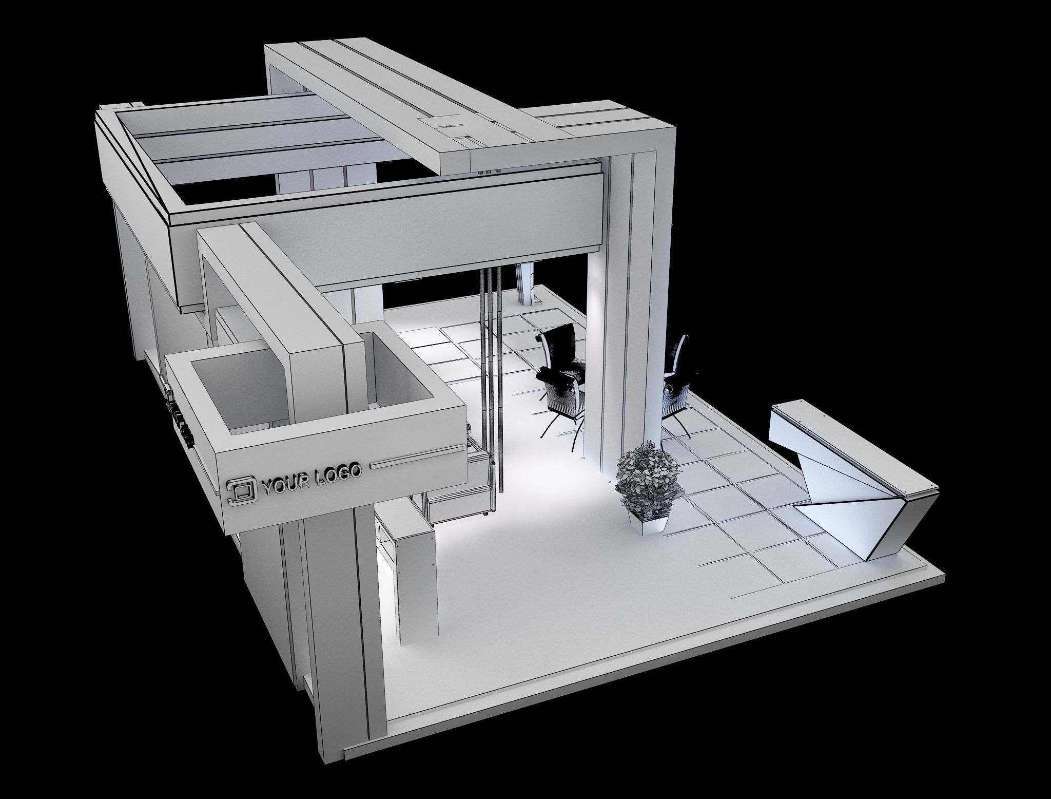 Booth Exhibition Stand a99 3D model_11