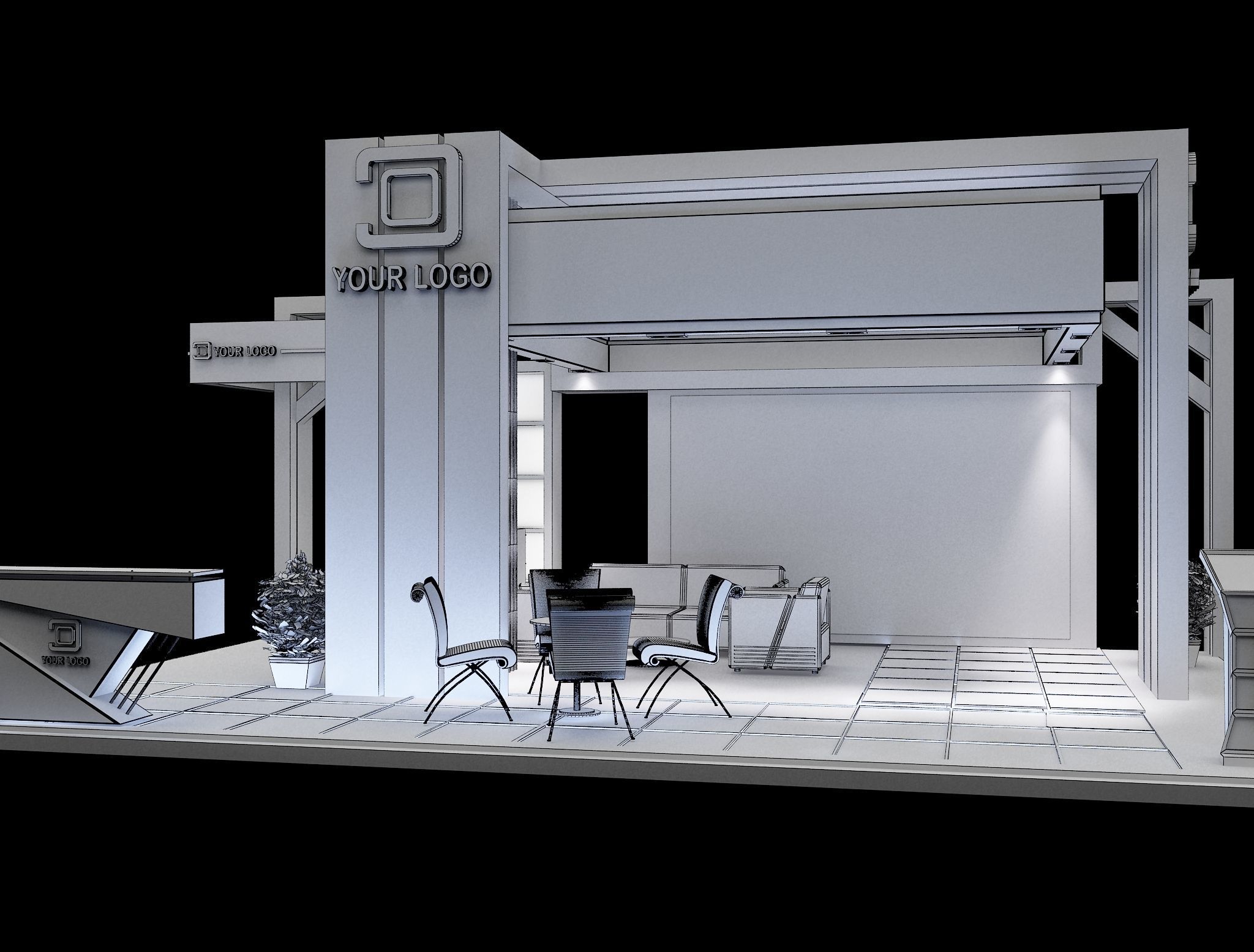 Booth Exhibition Stand a99 3D model_13