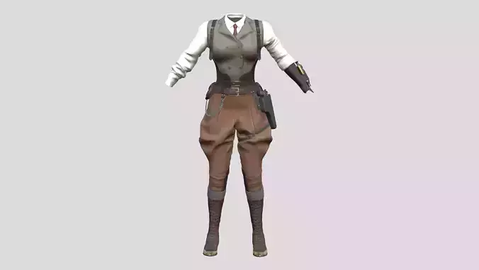 Officer Western Expeditor Archaeologist Explorer Pants Outfit Low-poly 3D model
