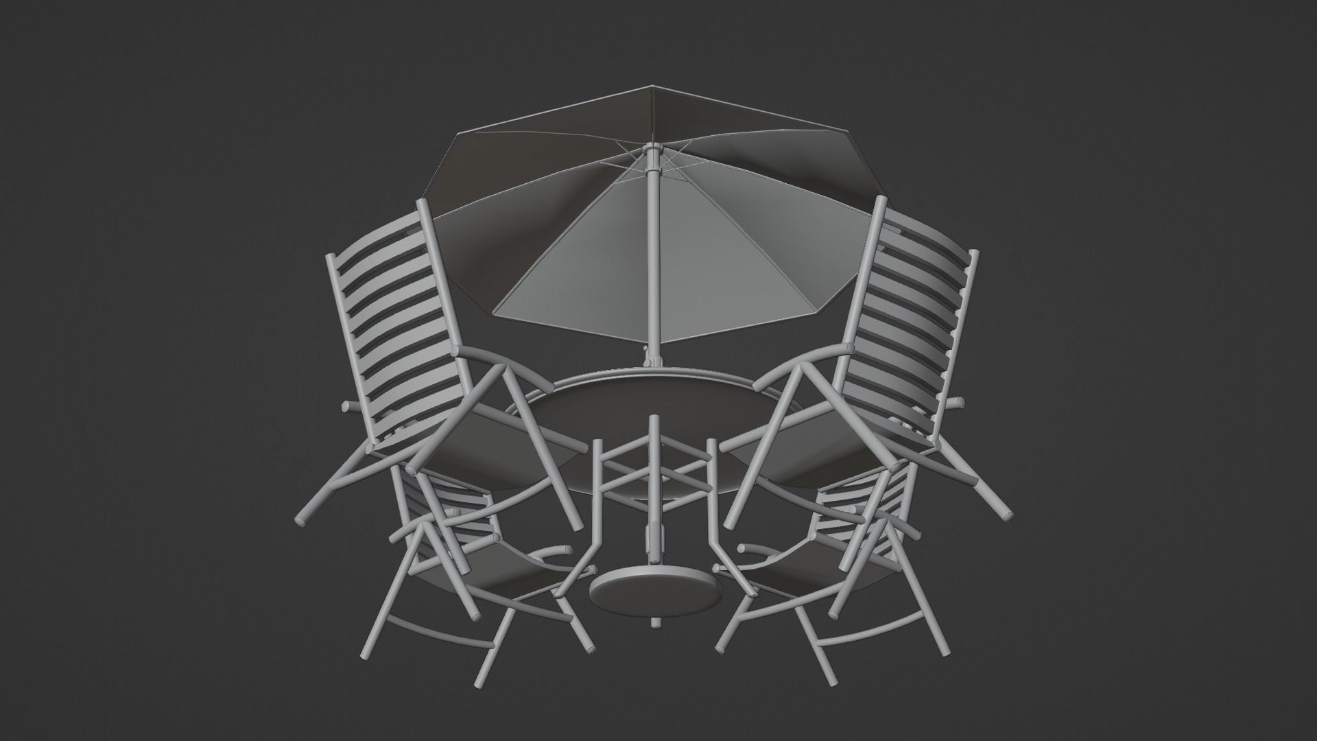 Patio outdoor table with chairs and umbrella 3 3D model_10