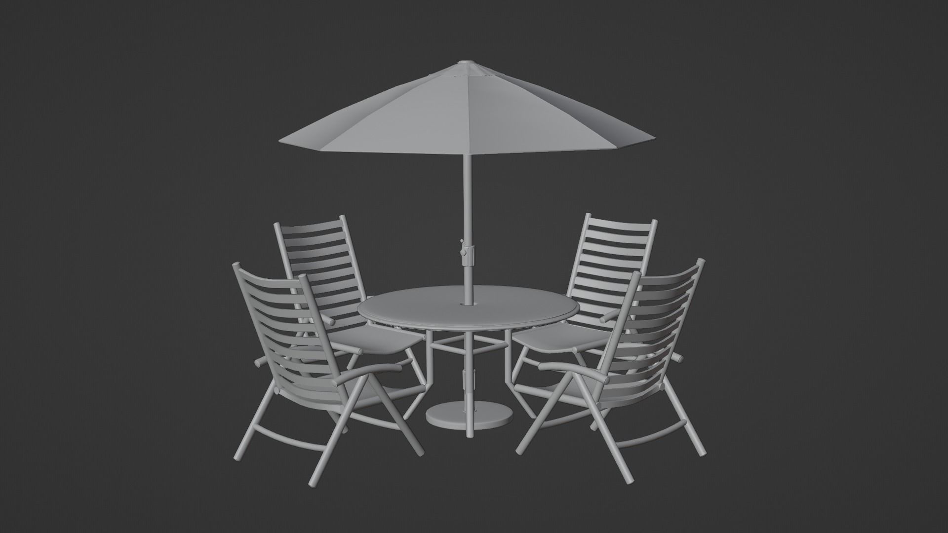 Patio outdoor table with chairs and umbrella 3 3D model_2