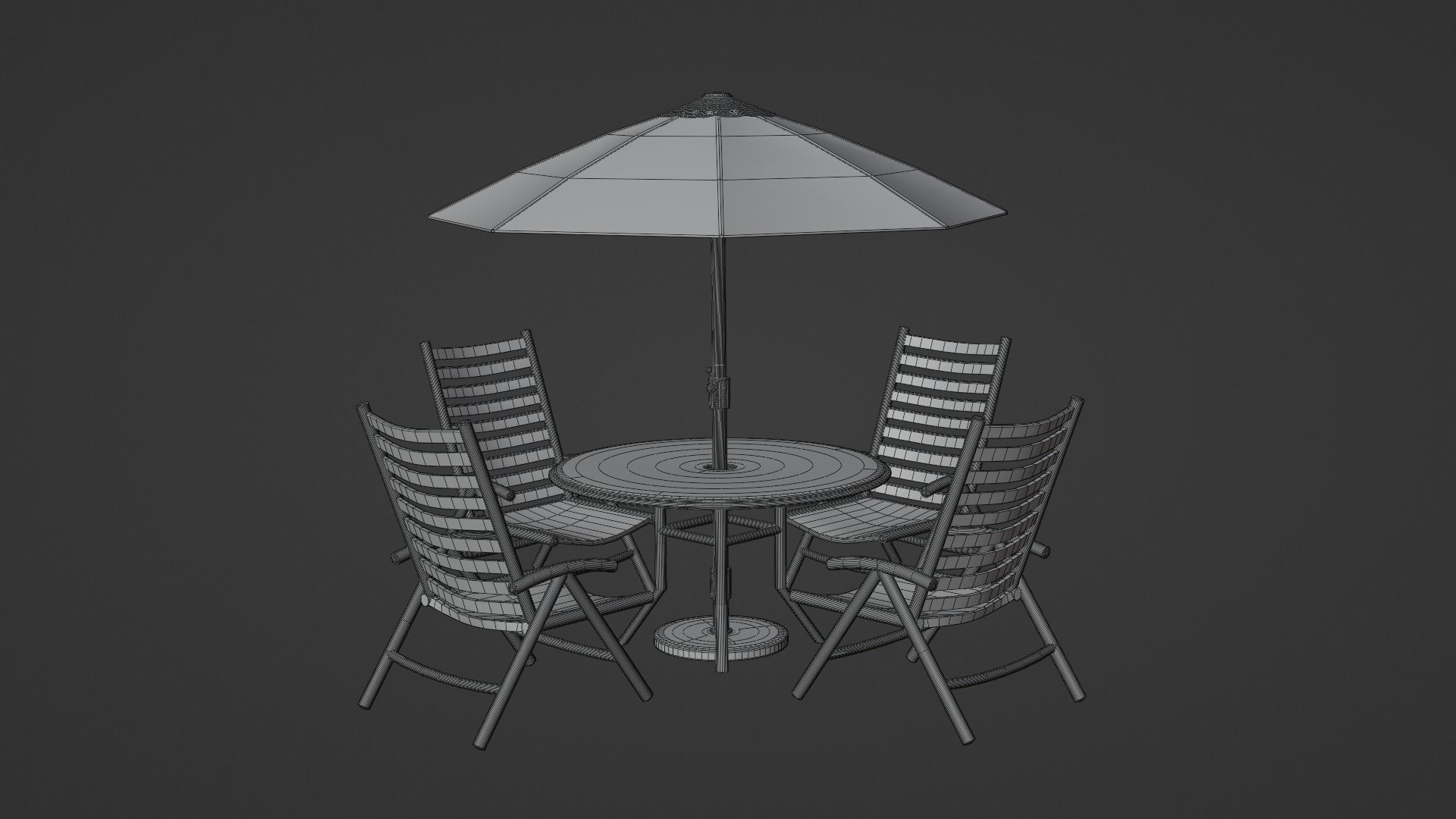Patio outdoor table with chairs and umbrella 3 3D model_3