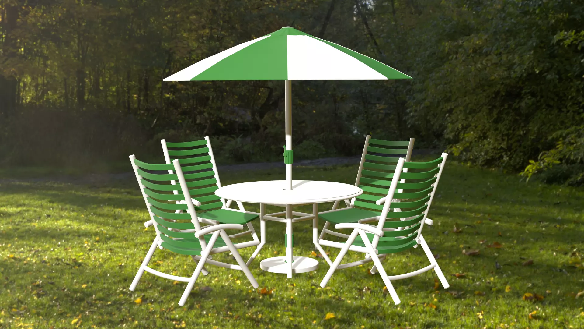 Patio outdoor table with chairs and umbrella 3 3D model_0